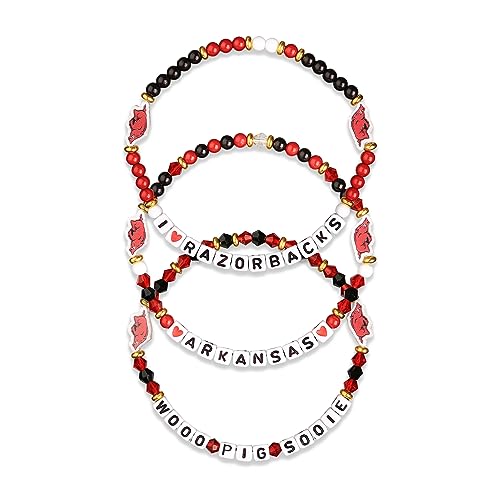 Beaded Friendship Bracelets 3-Pack - Arkansas Razorbacks
