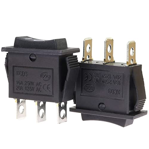 3-Pin SPDT On-Off-On Snap In Rocker Switch - 2 Pack