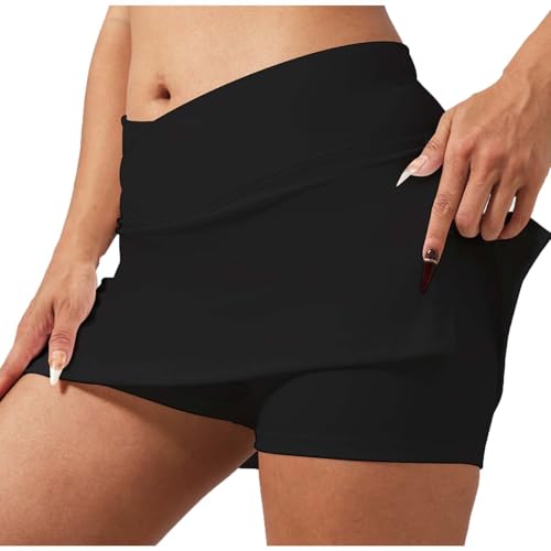 Lightweight Women's Skorts - Quick Dry Tennis & Golf Skirt - Black, Small
