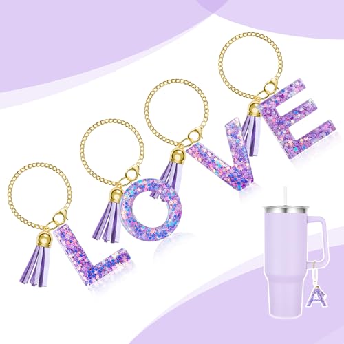 Letter T Charm for Stanley Cup Tumbler Handle Accessory - Purple