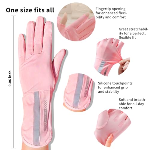 UV Protection Driving Gloves for Women - 2 Pairs Grey & Pink
