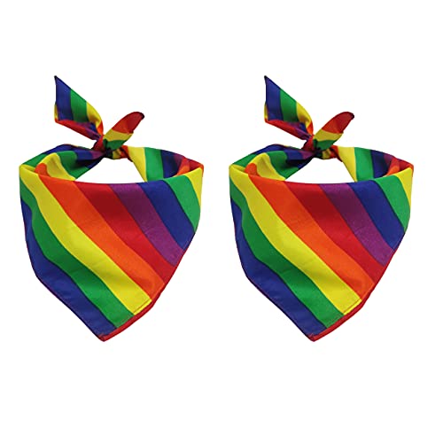 Rainbow Bandanas for Dogs - 2 Pack Cotton Handkerchiefs