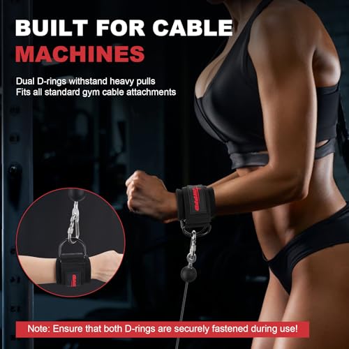 Wrist Straps for Cable Machines - Neoprene Padded - Black / M