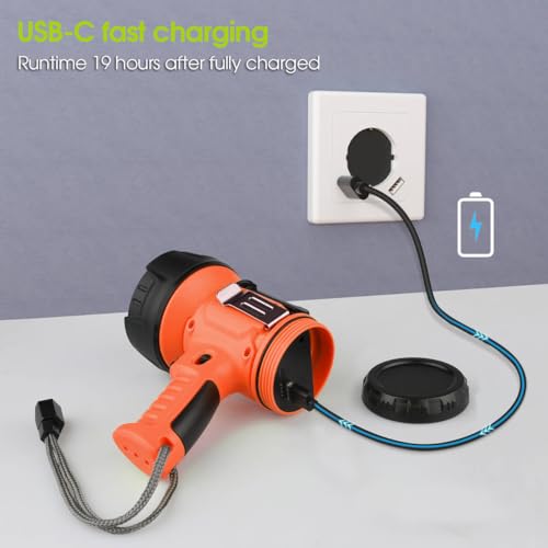WENFENG 1500 Lumen Spotlight Flashlight Orange – Waterproof Handheld Searchlight