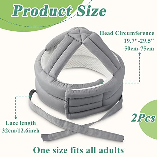 Woanger 2 Pcs Anti Fall Elder Head Safety Helmet for Adults Special Needs Thick Soft Protective Hat Adjustable Seniors Fall Prevention Head Protection Cap Elderly Helmet for Injury Protection (Gray)