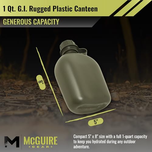 Military-Style 1 Qt. Rugged Plastic Canteen Water Bottle - Olive Drab