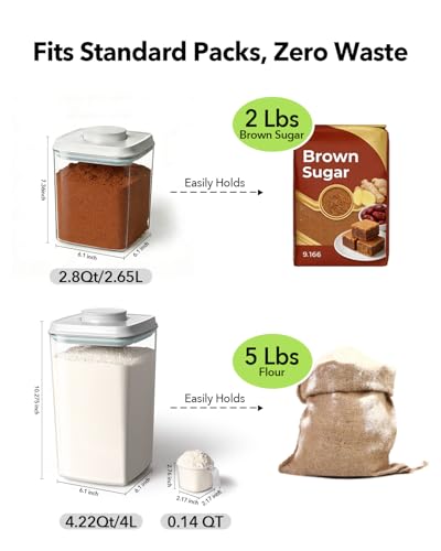 EQI 2.8QT Stackable Airtight Food Storage Containers Set with One-Touch Lid - 2-Pack