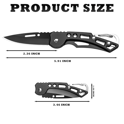 Folding Pocket Knife Set - Keychain Knives in Black & Silver