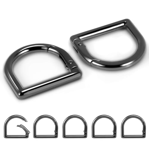 10pcs 1" Spring D Ring Clips - Gun Black Metal Keychain Hardware