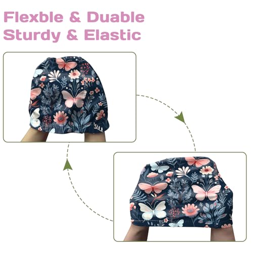 Fabric Swim Cap - Elastic and Breathable for Short Hair - R-3 Butterfly Flower