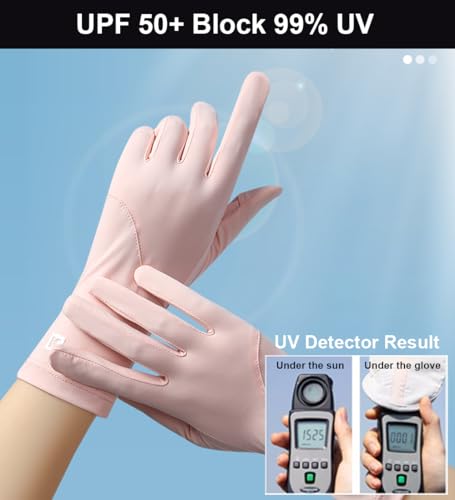 UV Protection Gloves for Women - Breathable Touchscreen - Medium Pink