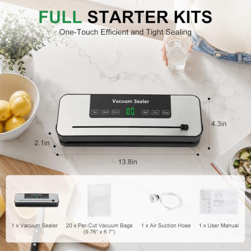 VACLER 6-in-1 Automatic Vacuum Sealer Machine with Built-in Cutter (Compact, 120W)