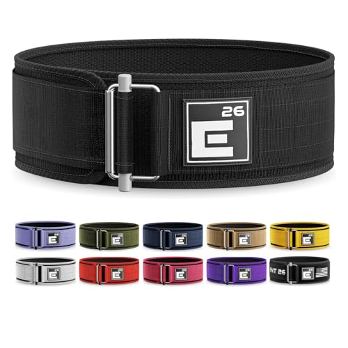 Self-Locking Weight Lifting Belt - 4" Back Support, Medium Black