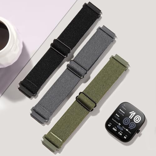 Nylon Watch Bands for Amazfit Bip 6/5/Active Max - Black, Army Green, Blue-Gray