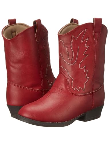 Baby Deer Toddler Faux-Leather Western Boots - Red, Size 10, Cowboy Stitching