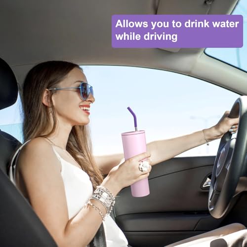 6 Pcs Purple Silicone Straw Tips for Tumblers - 8mm Diameter