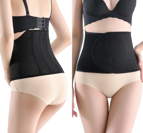 Abdominal Binder Post Surgery - Breathable Belly Band for Women, Back Support - Black, XX-Large