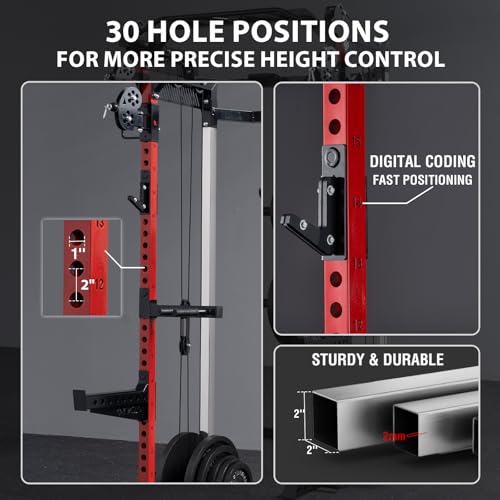 HR06 Power Cage with Aluminum Pulleys - Red, 2000LB Multi-Function Home Gym