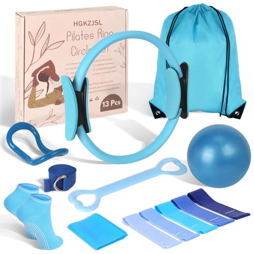 Pilates Kit for Home Workouts - 13PC Resistance Bands Set - Blue