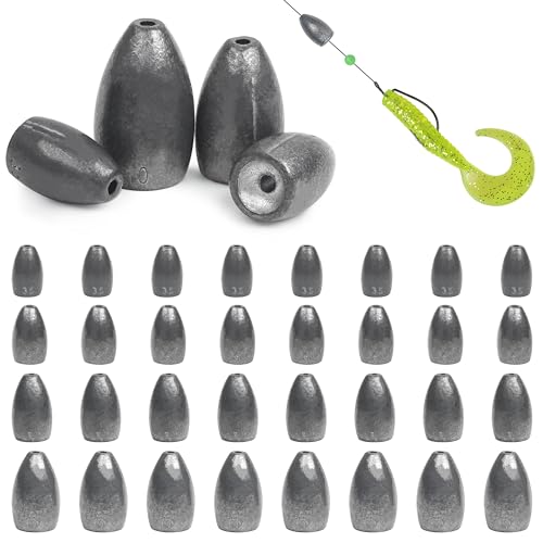 Bullet Fishing Sinkers Weights - 1/8oz, 40pcs for Bass Fishing