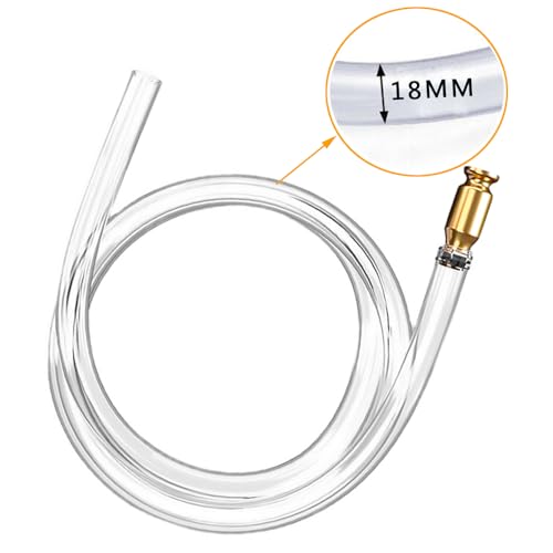 Shaker Siphon Hose for Fuel Transfer Pump 1/2'' Copper Valve Syphon Hose Gas Siphon Pump for Gasoline, Oil, Diesel, Water, Liquid Self Priming Shaker Siphon Hand Pump Tube (6 feet)