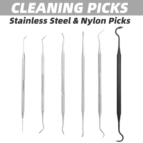 9-Piece Gun Cleaning Brushes and Picks Set - Stainless Steel & Nylon