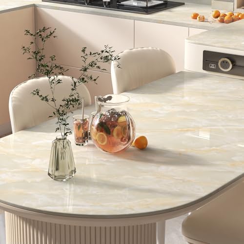 Glossy Marble Peel and Stick Wallpaper for Kitchen Countertops & Walls ? Self Adhesive Waterproof Contact Paper, Removable Vinyl Wall Covering, Easy DIY Home Decor (15.3" x 78.8")