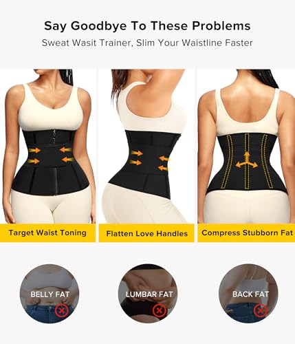 Waist Trainer for Women - Sauna Waist Trimmer, Medium Blue