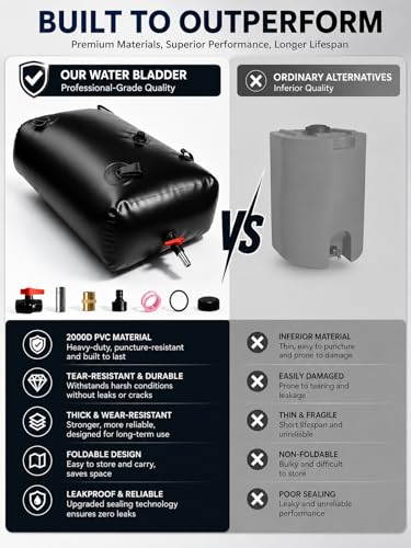 63 Gal Water Bladder Tank, 2000D PVC Portable Storage Bag Black (SAMGL) 240L variant