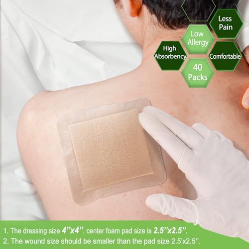 NeuHeils 4x4 Silicone Foam Dressing with Border - 40 Pack for Bed Sores