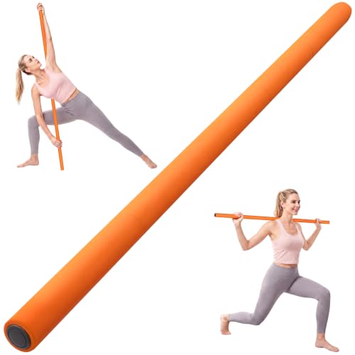 58" Steel Yoga Stick - Adjustable Exercise Bar for Mobility, Flexibility & Balance - Orange