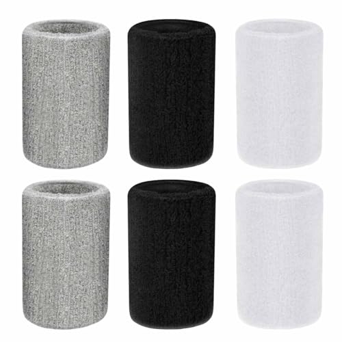 Athletic Sweatbands - 6 Pack Wristbands for Sports & Fitness