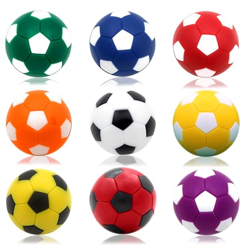 Foosball Table Soccer Balls - 9 Multicolor Replacement Balls, 1.42"