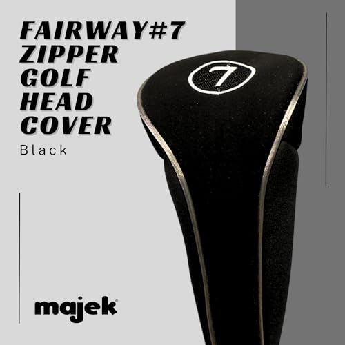 PGC Black Golf Zipper Head Cover for Fairway Woods - Neoprene Protective Cover