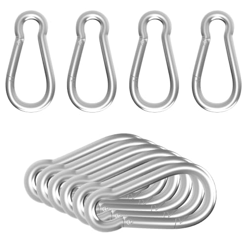 Heavy Duty Spring Snap Hook Carabiners - 10PCS Silver M6 (2.35 Inch)