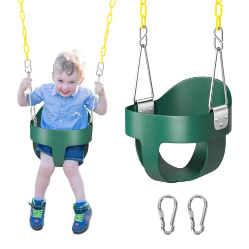 Toddler Swing Set - High Back Full Bucket Swing - Green