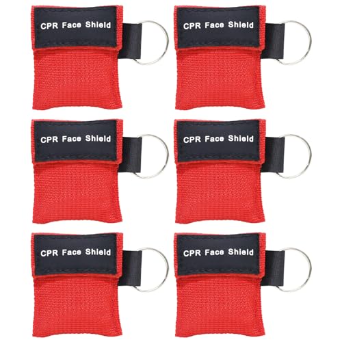 6pcs CPR Face Shield Masks with Keychain - Red Emergency Kit