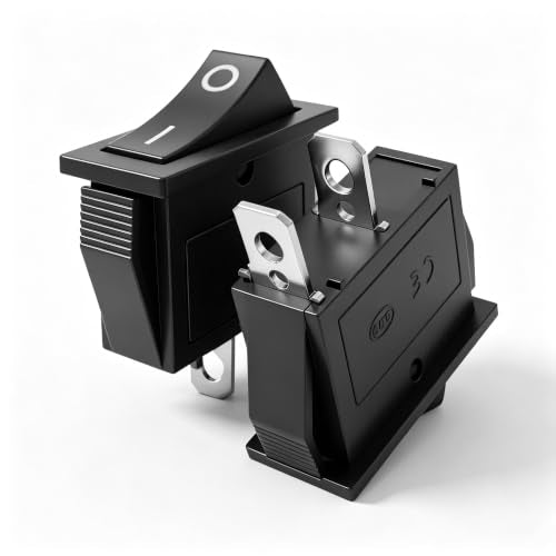 5Pcs 2-Pin Rocker Switch ON/OFF AC 15A/125V - Black KCD3 Narrow Square