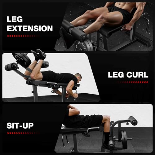Leg Extension and Curl Machine - Adjustable Home Gym Equipment - Black/Classical