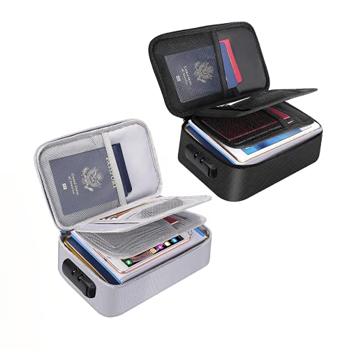 ENGPOW Small Fireproof Bag with Lock,Fireproof Soft Money Organizer Case (9x 5.3 x 3.7 inches),3-Layer Cash Safe Coin Organizer Bag Set Storage for Valuables-Currency,Keys,Card,Passport(2 Pack)