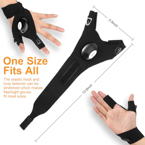 Biuonk LED Flashlight Gloves - Hands-Free Finger Light for Camping, Fishing, Repair, Gifts for Men Dad Him Husband Boyfriend