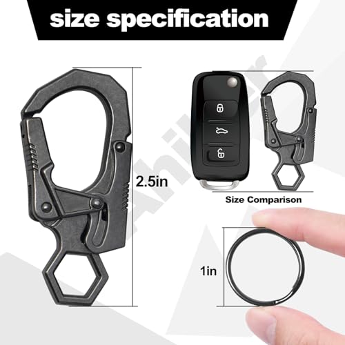 Ahiller Gunmetal Double Locking Carabiner Clip Zinc Alloy Keychain for Keys