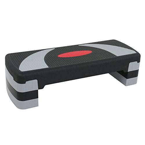 Aerobic Step Platform - 31-Inch Adjustable Workout Stepper - Black-Grey
