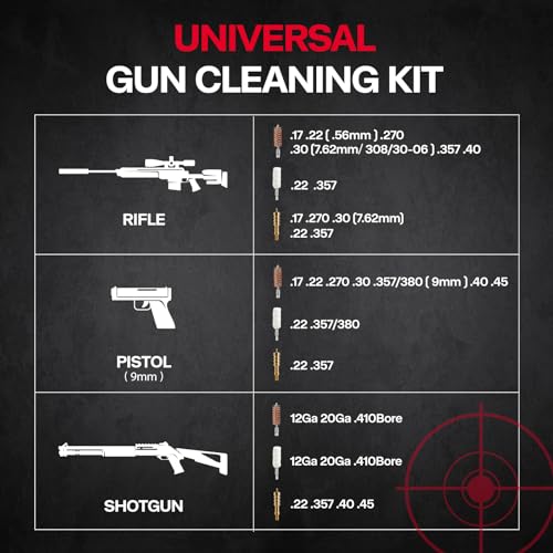 Large Universal Gun Cleaning Kit with Brass Rods & Accessories - Laziiey