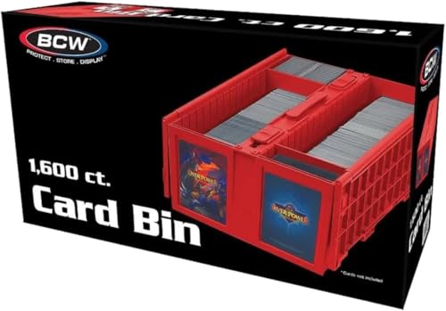 BCW Collectible Card Storage Bin - Holds 1,600 Cards, Stackable, Red, Single Pack