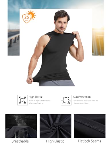 Men's Sleeveless Compression Workout Tank Tops - 5 Pack
