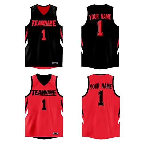 Custom Reversible Basketball Jersey Performance Uniform - Black/Red 19
