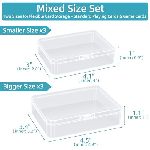 neotidy Playing Card Storage Box Set of 6, Clear Plastic Cases with