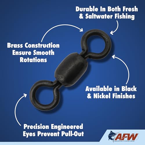 Brass Crane Fishing Swivels - Heavy-Duty Snap Swivels Black - 5 pc, #4/0, 350 lb Test