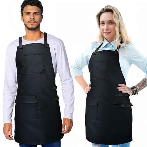 Under NY Sky Cross-Back Barber Apron ? Heavy-Duty Nylon, Water and Chemical Resistant, Flapped Pocket ? Adjustable for Men, Women ? Pro Hair Stylist, Salon, Colorist, Artist